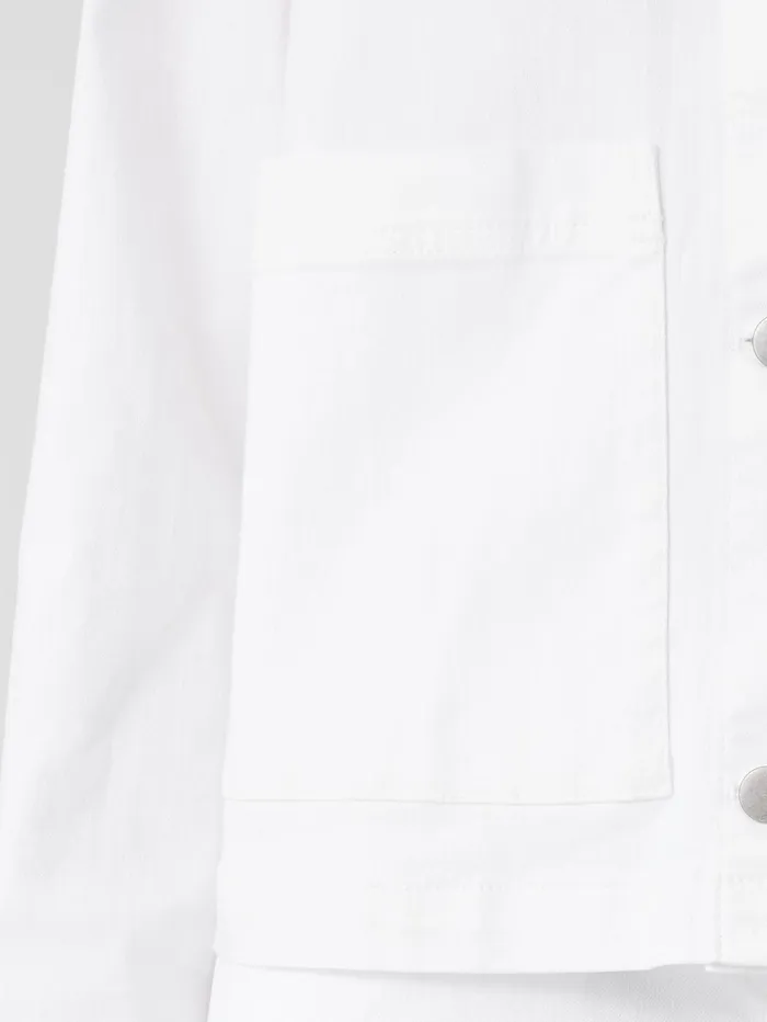 Women Eileen Fisher Denim Organic Cotton Denim Classic Collar Jacket White