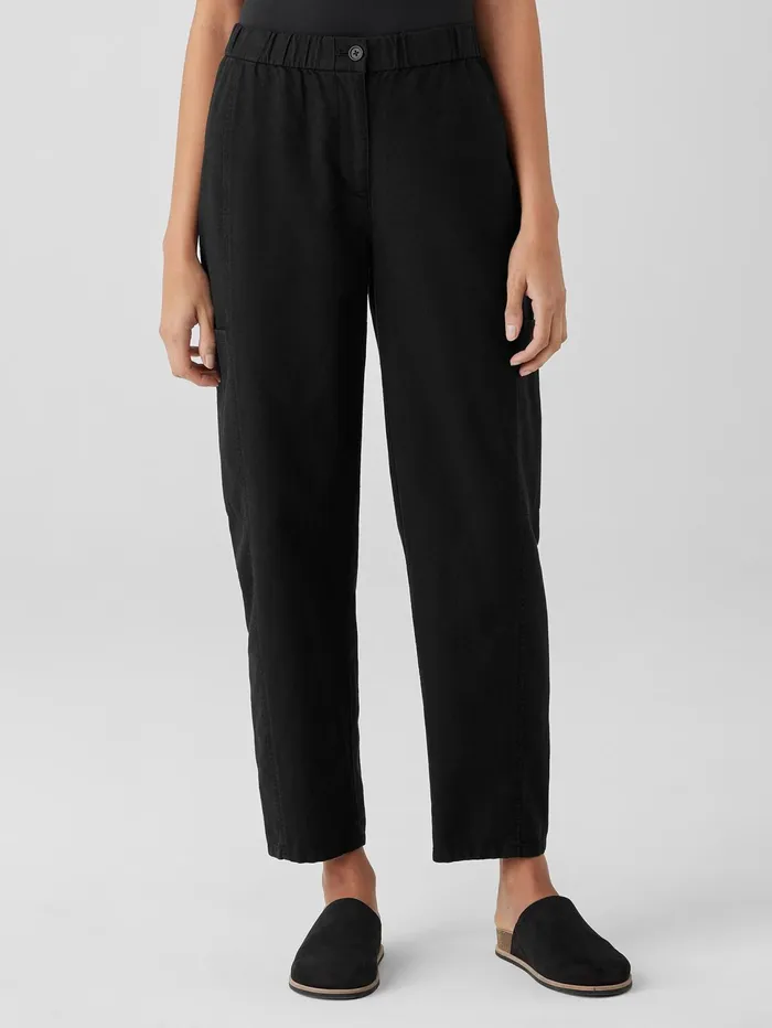 Women Eileen Fisher Jackets Coats and Vests Cotton Hemp Stretch Lantern Pant Black