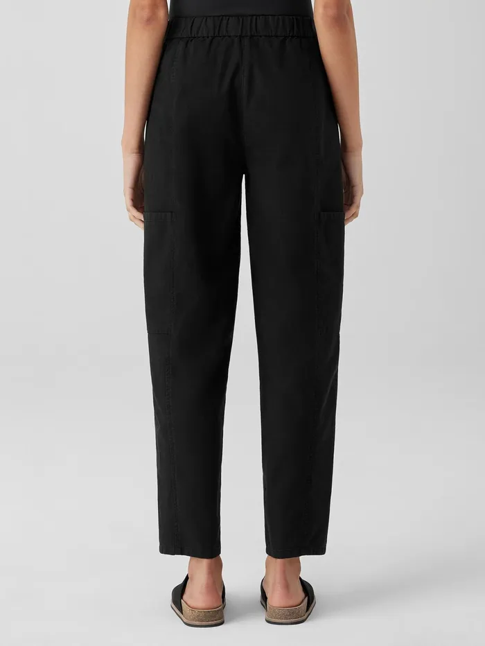 Women Eileen Fisher Jackets Coats and Vests Cotton Hemp Stretch Lantern Pant Black