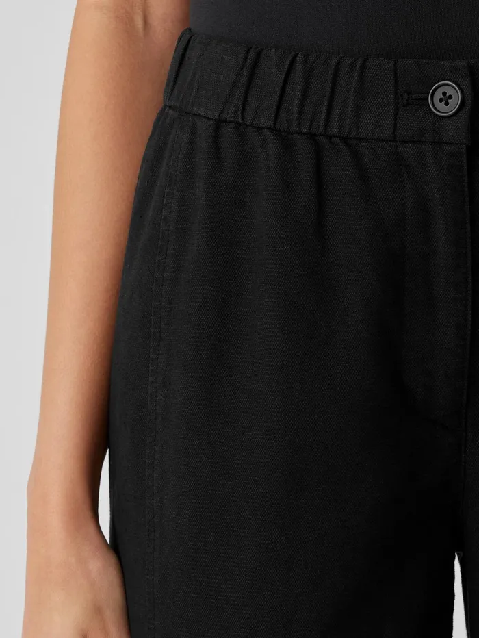 Women Eileen Fisher Jackets Coats and Vests Cotton Hemp Stretch Lantern Pant Black