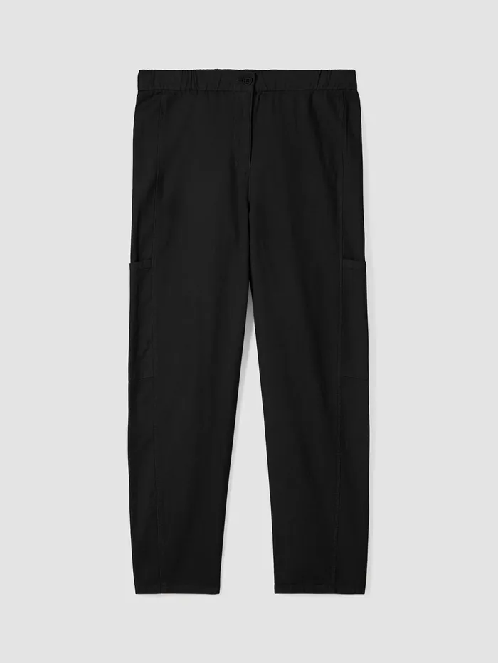 Women Eileen Fisher Jackets Coats and Vests Cotton Hemp Stretch Lantern Pant Black