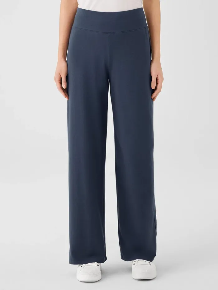 Women Eileen Fisher Pants Shorts and Jumpsuits Pima Cotton Stretch Jersey WideLeg Pant Ocean