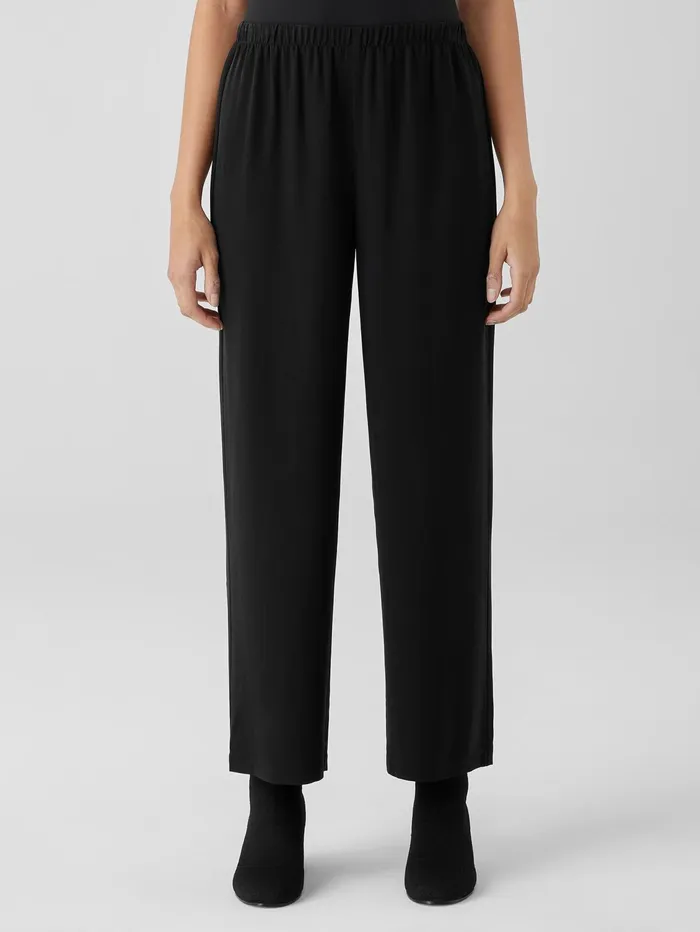 Women Eileen Fisher Pants Shorts and Jumpsuits Silk Georgette Crepe Straight Pant Black