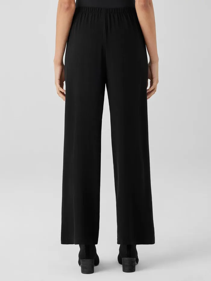 Women Eileen Fisher Pants Shorts and Jumpsuits Silk Georgette Crepe Straight Pant Black