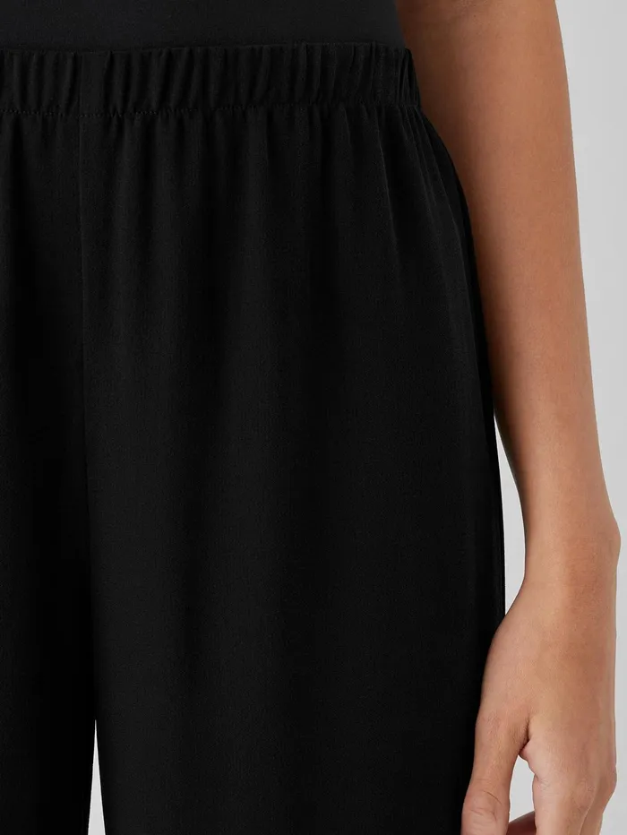 Women Eileen Fisher Pants Shorts and Jumpsuits Silk Georgette Crepe Straight Pant Black