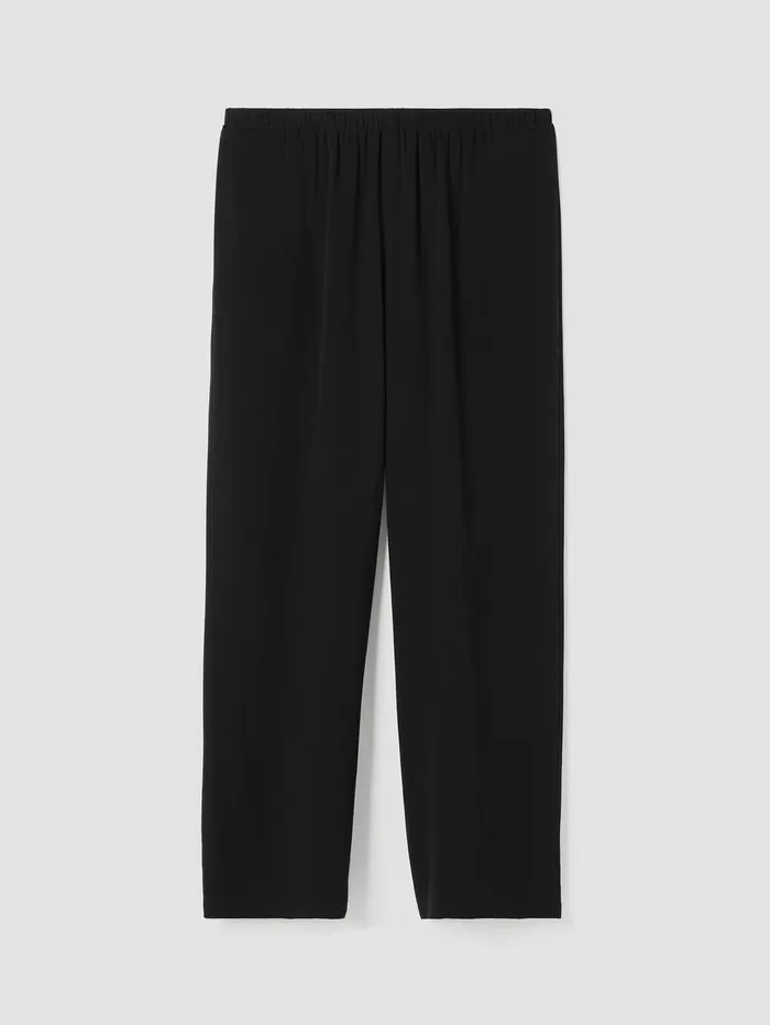 Women Eileen Fisher Pants Shorts and Jumpsuits Silk Georgette Crepe Straight Pant Black