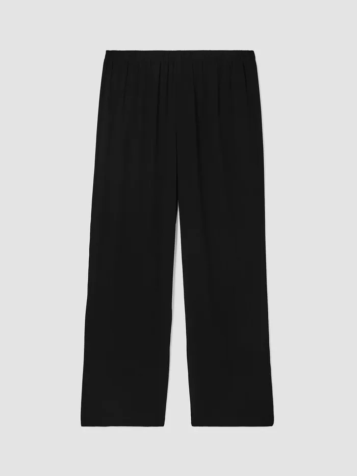 Women Eileen Fisher Pants Shorts and Jumpsuits Silk Georgette Crepe Straight Pant Black