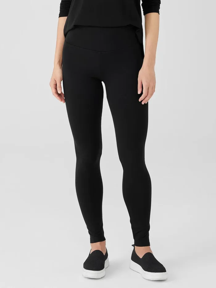 Women Eileen Fisher Pants Shorts and Jumpsuits Stretch Jersey Knit Leggings Black