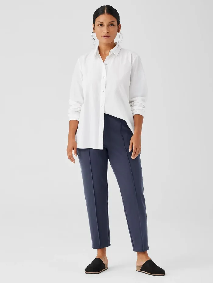 Women Eileen Fisher Pants Shorts and Jumpsuits Washable Flex Ponte Pintuck Pant Ocean