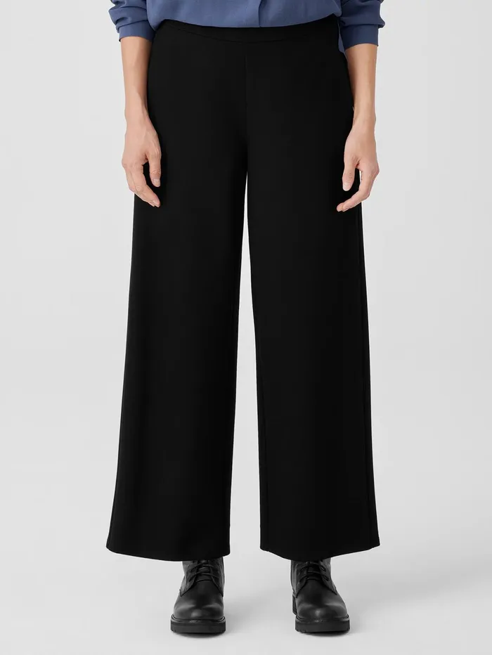 Women Eileen Fisher Pants Shorts and Jumpsuits Washable Flex Ponte WideLeg Pant Black