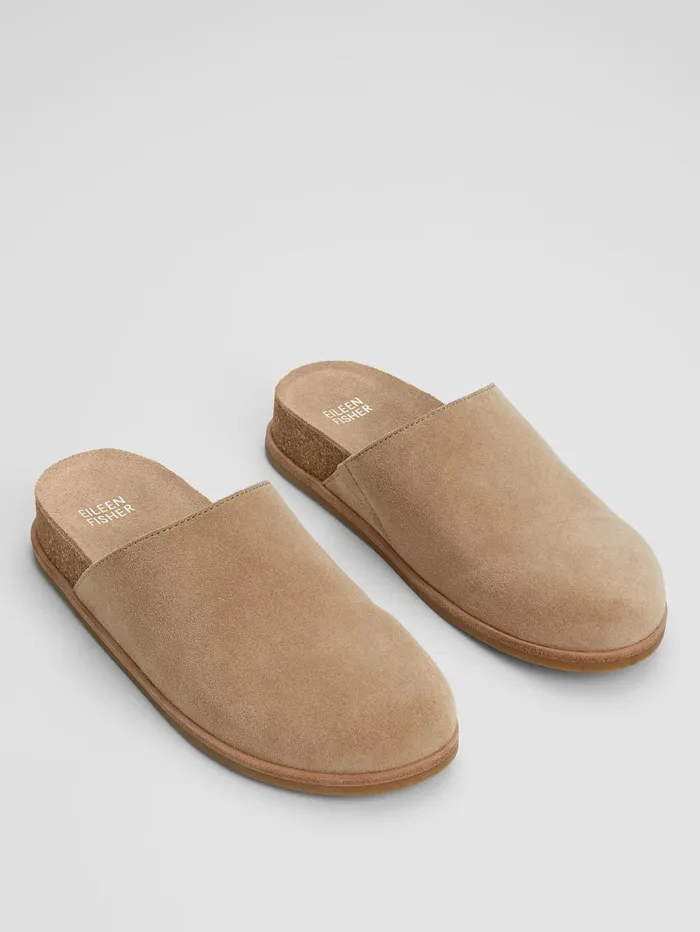 Women Eileen Fisher Shoes Bios Suede Mule Ecru