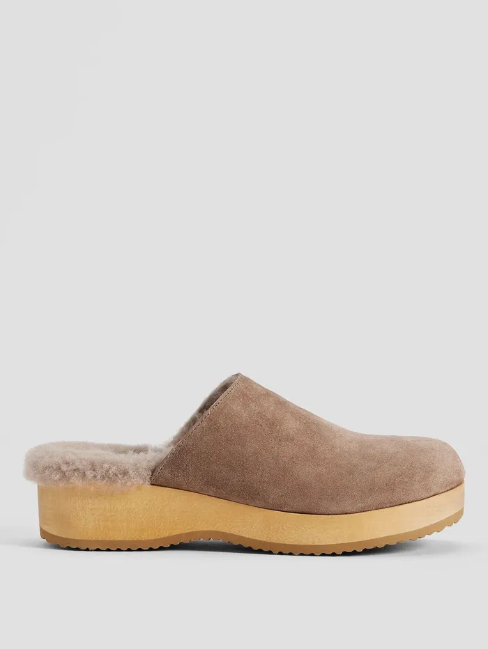 Women Eileen Fisher Shoes Shearling Clog In Suede Marble