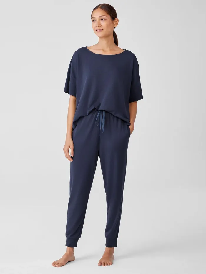 Women Eileen Fisher Sleepwear Organic Cotton InterlockJogger Sleep Pant Indigo