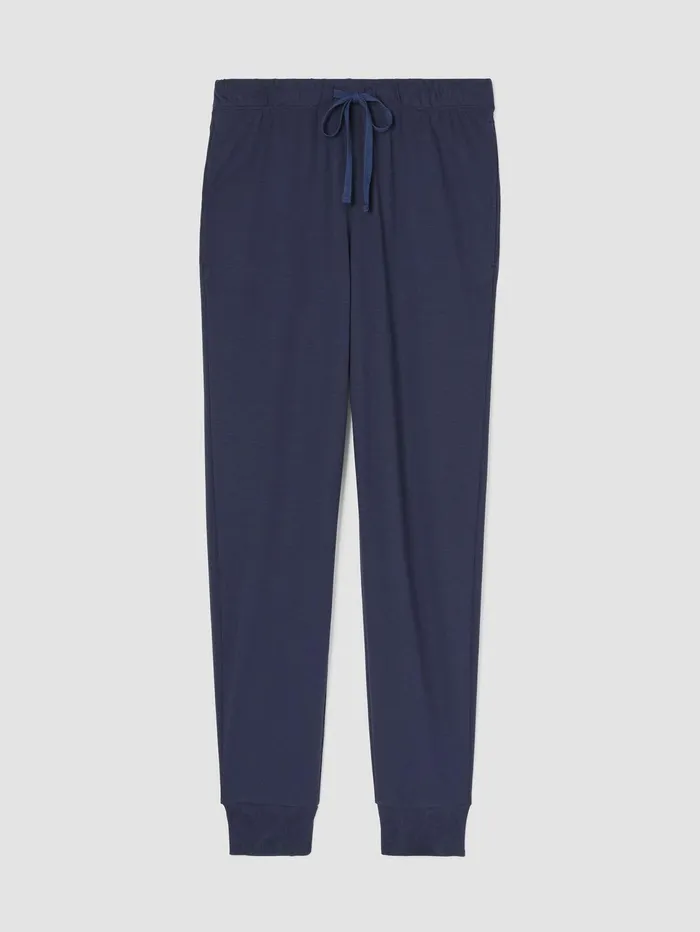 Women Eileen Fisher Sleepwear Organic Cotton InterlockJogger Sleep Pant Indigo