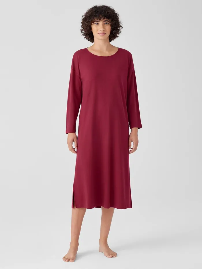 Women Eileen Fisher Sleepwear Organic Cotton Interlock Sleep Dress Cranberry