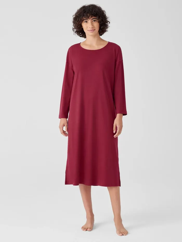 Women Eileen Fisher Sleepwear Organic Cotton Interlock Sleep Dress Cranberry
