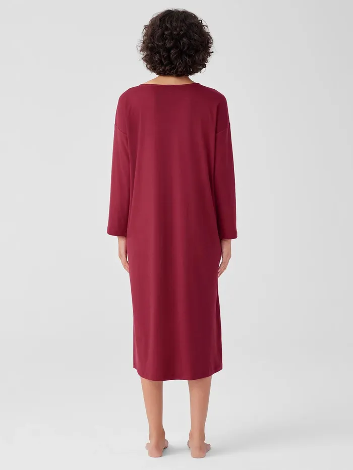 Women Eileen Fisher Sleepwear Organic Cotton Interlock Sleep Dress Cranberry