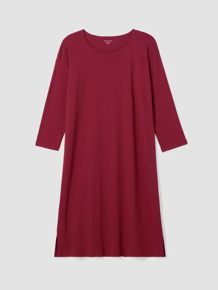 Women Eileen Fisher Sleepwear Organic Cotton Interlock Sleep Dress Cranberry