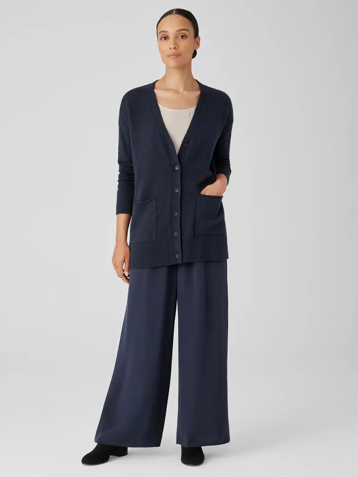 Women Eileen Fisher Sweaters and Cardigans Cotton And Recycled Cashmere VNeck Cardigan Ocean