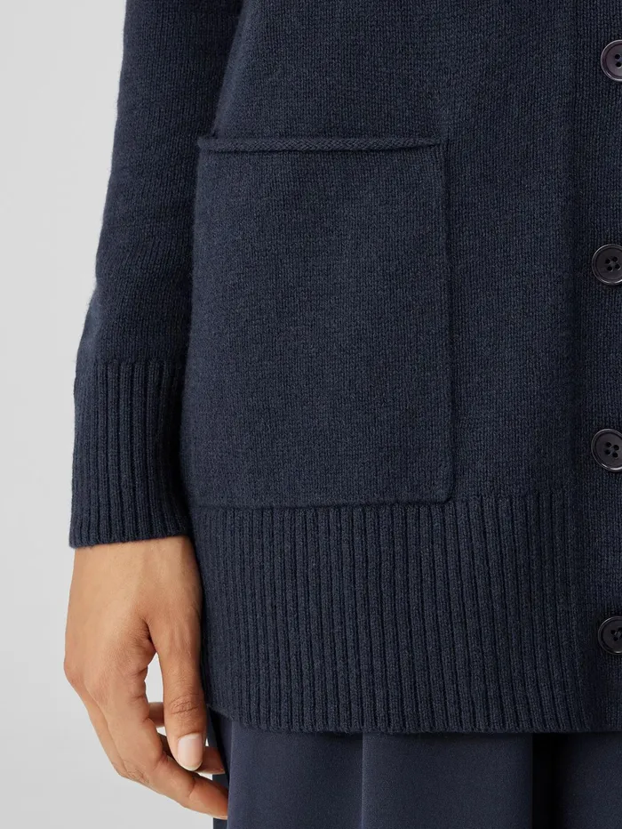Women Eileen Fisher Sweaters and Cardigans Cotton And Recycled Cashmere VNeck Cardigan Ocean