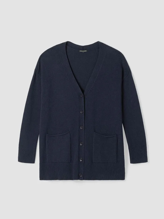 Women Eileen Fisher Sweaters and Cardigans Cotton And Recycled Cashmere VNeck Cardigan Ocean