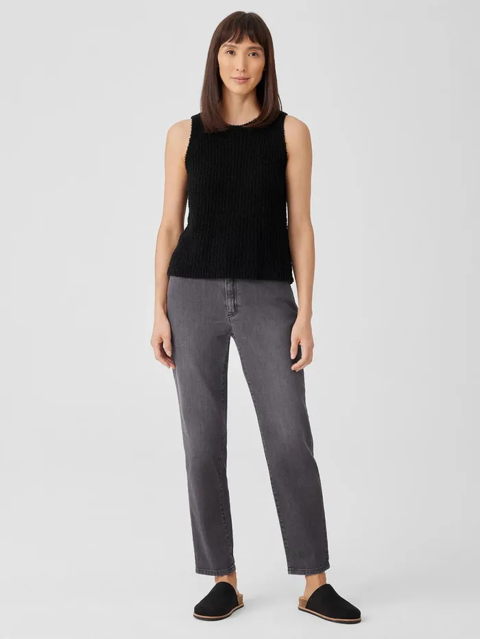 Women Eileen Fisher Sweaters and Cardigans Cotton Fluff Crew Neck Top Black