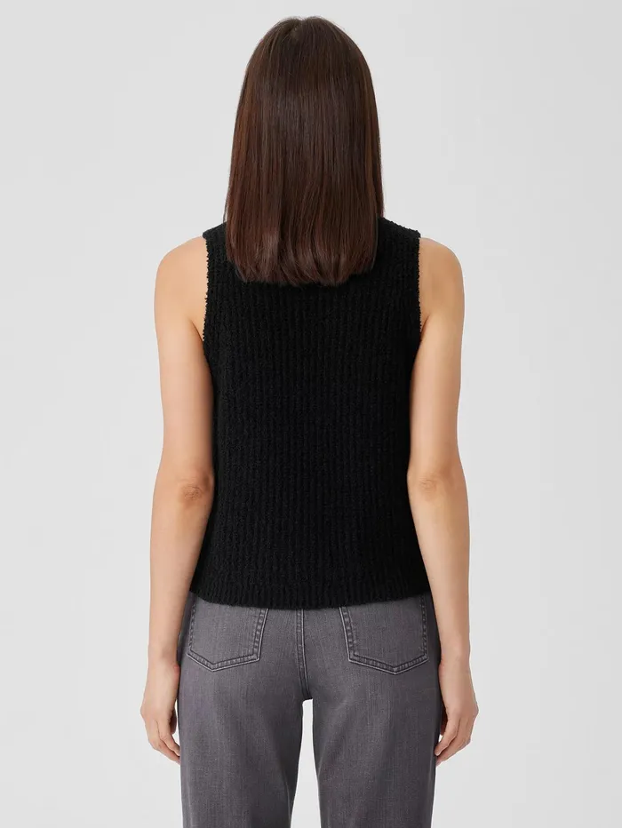 Women Eileen Fisher Sweaters and Cardigans Cotton Fluff Crew Neck Top Black
