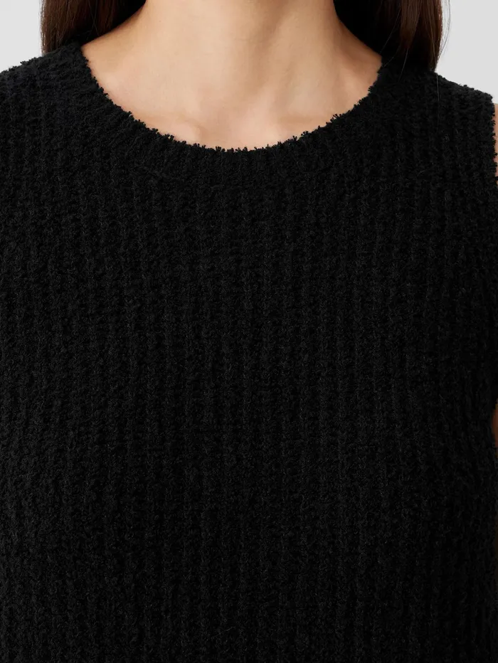 Women Eileen Fisher Sweaters and Cardigans Cotton Fluff Crew Neck Top Black