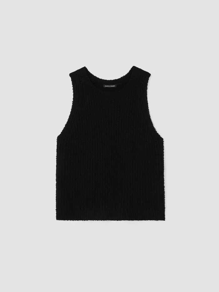 Women Eileen Fisher Sweaters and Cardigans Cotton Fluff Crew Neck Top Black