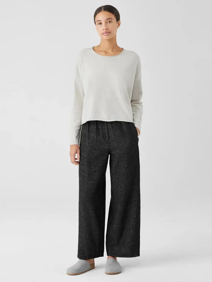 Women Eileen Fisher Sweaters and Cardigans Peruvian Organic Cotton Crepe Crew Neck Top Bone