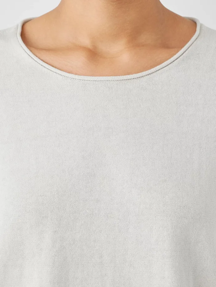 Women Eileen Fisher Sweaters and Cardigans Peruvian Organic Cotton Crepe Crew Neck Top Bone