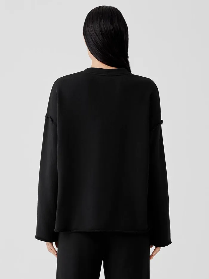 Women Eileen Fisher Tops and Tees Organic Cotton French Terry BoxTop Black