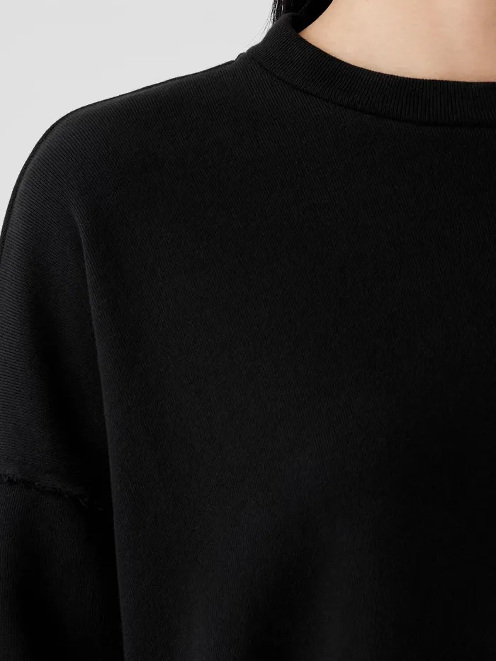 Women Eileen Fisher Tops and Tees Organic Cotton French Terry BoxTop Black