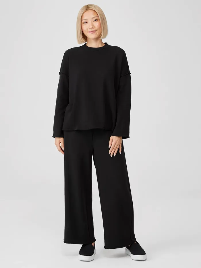 Women Eileen Fisher Tops and Tees Organic Cotton French Terry BoxTop Black