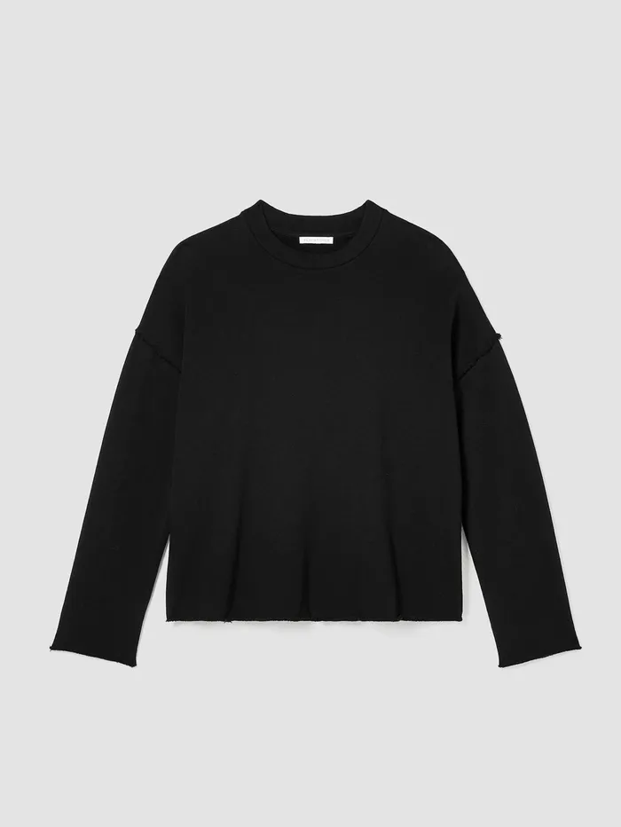 Women Eileen Fisher Tops and Tees Organic Cotton French Terry BoxTop Black