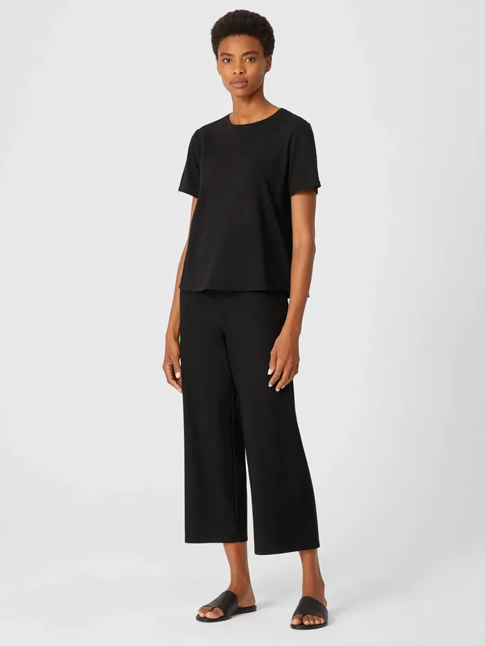 Women Eileen Fisher Tops and Tees Organic Cotton Slub Tee Black