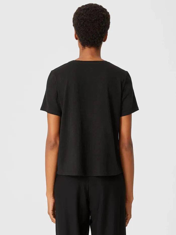 Women Eileen Fisher Tops and Tees Organic Cotton Slub Tee Black