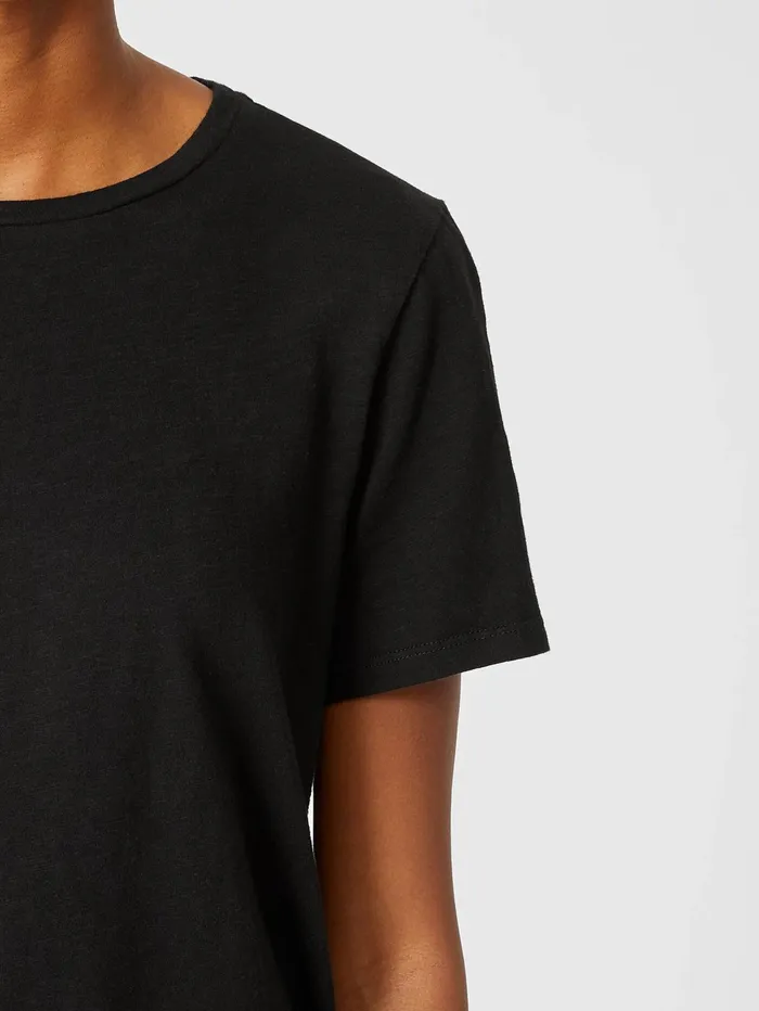 Women Eileen Fisher Tops and Tees Organic Cotton Slub Tee Black