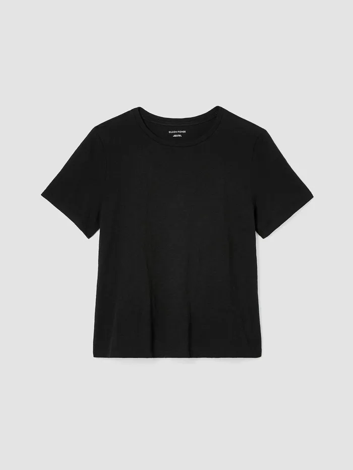 Women Eileen Fisher Tops and Tees Organic Cotton Slub Tee Black
