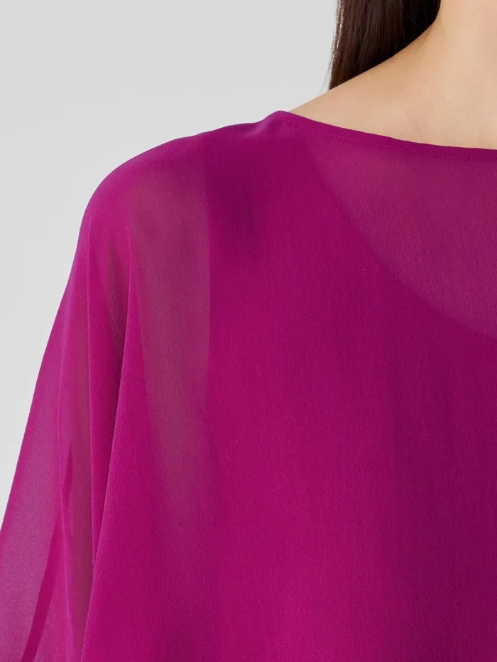Women Eileen Fisher Tops and Tees Sheer Silk Georgette Poncho Rhapsody