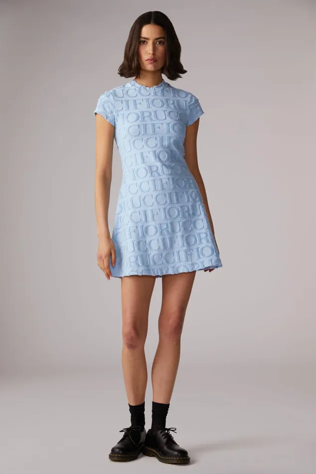 Women Fiorucci Dresses Monogram Towelling Mini Dress Blue