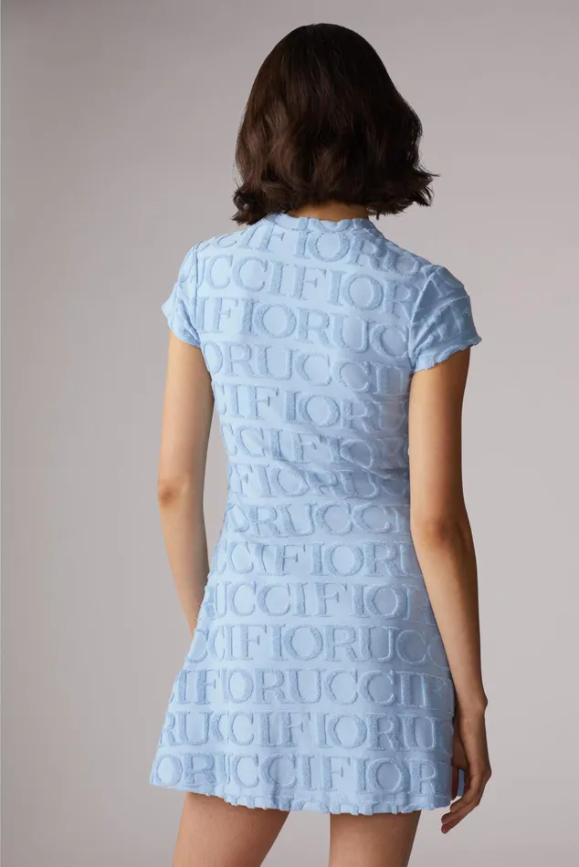 Women Fiorucci Dresses Monogram Towelling Mini Dress Blue Women Fiorucci Dresses Monogram Towelling Mini Dress Blue