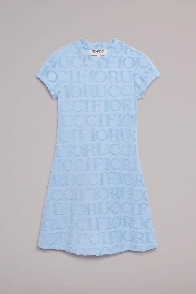 Women Fiorucci Dresses Monogram Towelling Mini Dress Blue Women Fiorucci Dresses Monogram Towelling Mini Dress Blue