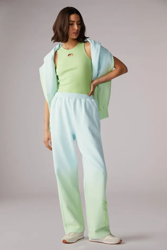 Women Fiorucci Sweatpants and Leggings Ombre Squiggle Logo Joggers Green