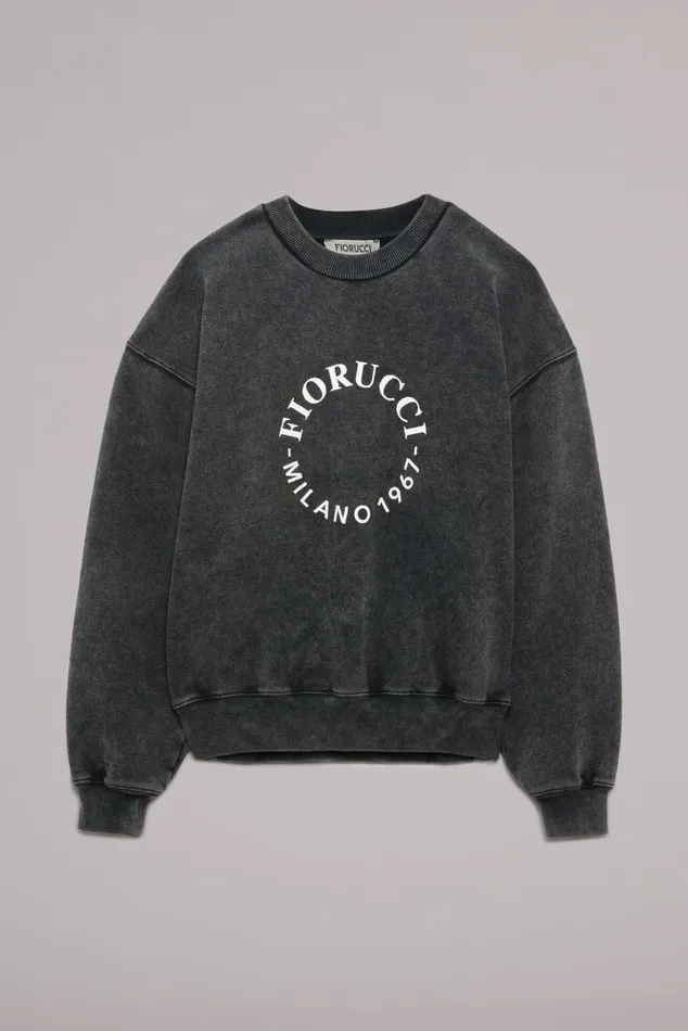 Women Fiorucci Sweatshirts and Hoodies Milano Stamp Sweatshirt Washed Black Women Fiorucci Sweatshirts and Hoodies Milano Stamp Sweatshirt Washed Black