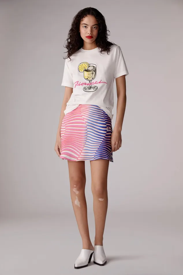 Women Fiorucci TShirts and Tops Cocktail Squiggle Logo TShirt White