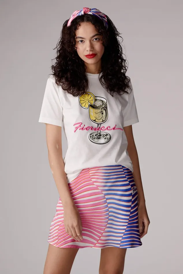 Women Fiorucci TShirts and Tops Cocktail Squiggle Logo TShirt White Women Fiorucci TShirts and Tops Cocktail Squiggle Logo TShirt White