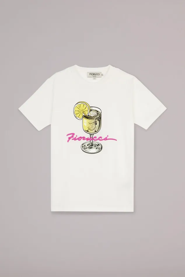 Women Fiorucci TShirts and Tops Cocktail Squiggle Logo TShirt White Women Fiorucci TShirts and Tops Cocktail Squiggle Logo TShirt White