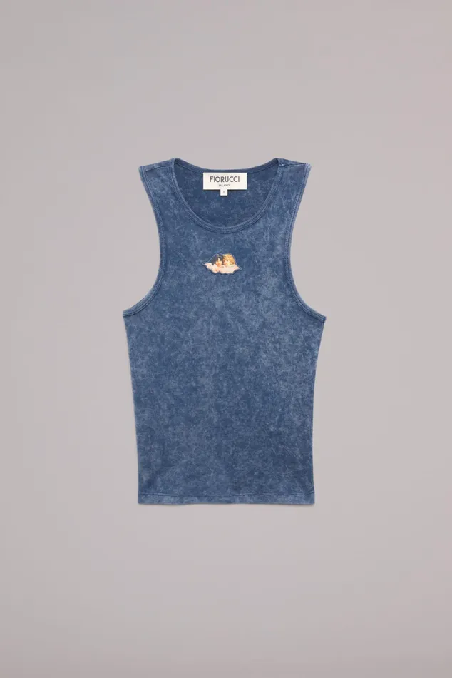 Women Fiorucci TShirts and Tops Icon Angels Vintage Wash Vest Navy Women Fiorucci TShirts and Tops Icon Angels Vintage Wash Vest Navy