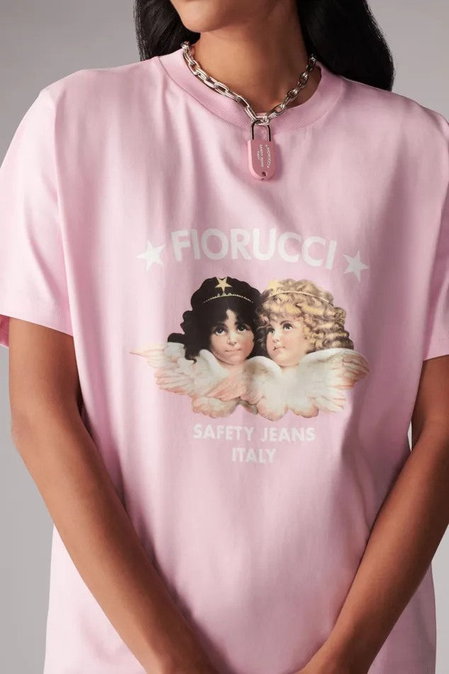 Women Fiorucci TShirts and Tops Safety Angels TShirt Pink Women Fiorucci TShirts and Tops Safety Angels TShirt Pink